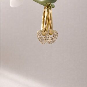 Jordan MOM 925 Gold-Tone Moissanite Heart Hoop Earrings – Sterling Silver